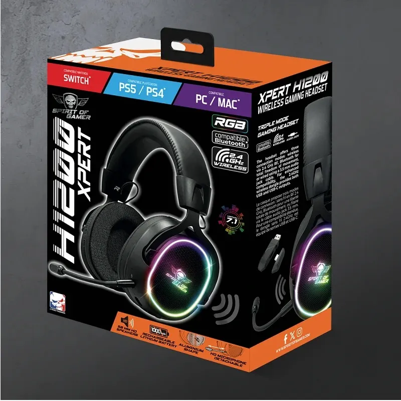 Micro Casque Sans FIL Gamer SPIRIT OF GAMER XPERT- H1200 - Noir
