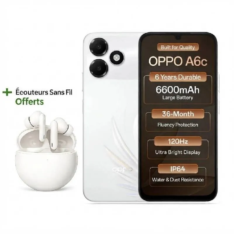 Smartphone OPPO A6c 4Go 128Go 4G - Blanc