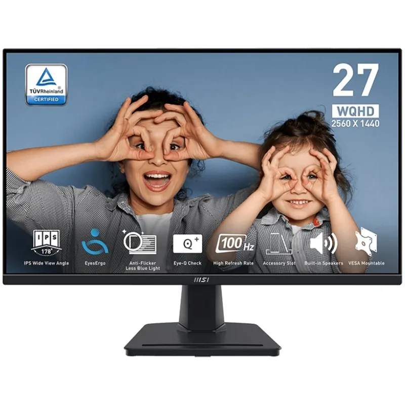 Écran MSI PRO MP275Q 27" WQHD IPS / 100 Hz / Avec haut-parleurs / Noir